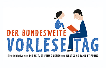 LOgo: Der Bundesweite Vorlesetag. Eine Initiative von Die Zeit, Stiftung Lesen und Deutsche Bahn Stiftung